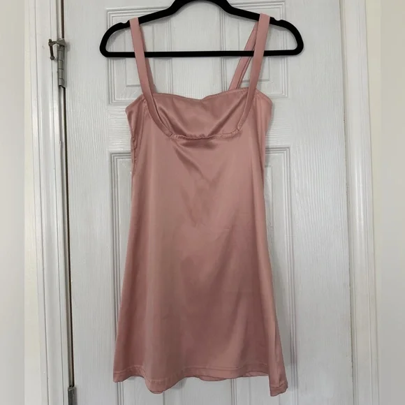 Pink Satin Mini Dress - Picture 1 of 2